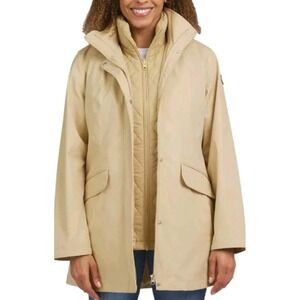 Lands' End Women's Beige Layered Rain Coat